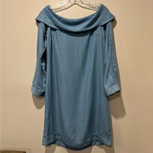 Anthropologie Pilcro and the Letterpress Denim Dress Off The Shoulder Chambray 6
